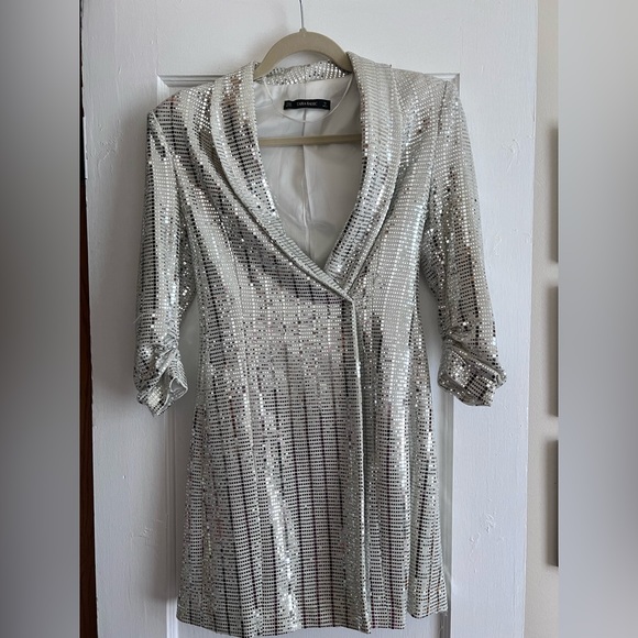 zara glitter blazer dress | Jackets & Coats | Zara Sequin zara silver sequin dress